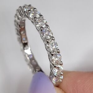 Certified Moissanite Diamond Eternity Ring Size 8, Gift Box